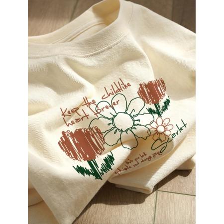 BY10090# 纯棉短袖T恤女宽松大码印花 服裝批發女裝批發服飾貨源