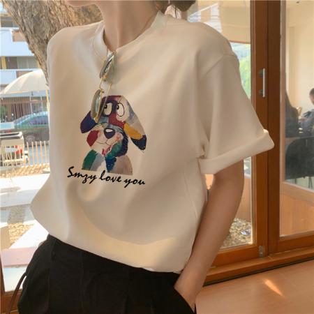 BY10092# 纯棉短袖T恤女宽松大码印花 服裝批發女裝批發服飾貨源