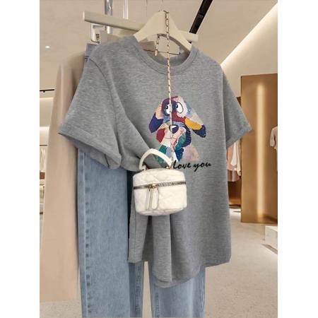 BY10092# 纯棉短袖T恤女宽松大码印花 服裝批發女裝批發服飾貨源