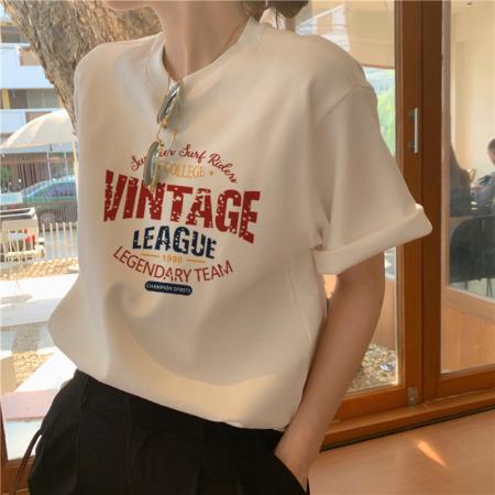 BY10093# 纯棉短袖T恤女宽松大码印花 服裝批發女裝批發服飾貨源