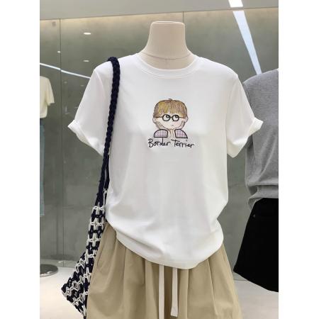 BY10094# 纯棉-夏装慵懒宽松卡通印花短袖T恤韩系 服裝批發女裝批發服飾貨源