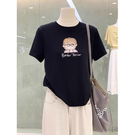 BY10094# 纯棉-夏装慵懒宽松卡通印花短袖T恤韩系 服裝批發女裝批發服飾貨源