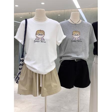 BY10094# 纯棉-夏装慵懒宽松卡通印花短袖T恤韩系 服裝批發女裝批發服飾貨源