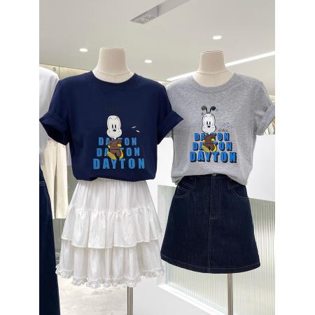 BY10095# 纯棉-夏装慵懒宽松卡通印花短袖T恤韩系 服裝批發女裝批發服飾貨源