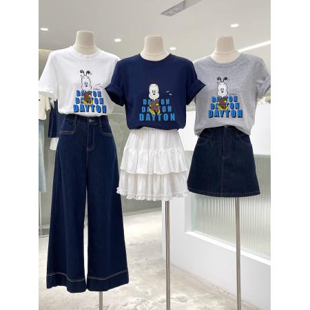 BY10095# 纯棉-夏装慵懒宽松卡通印花短袖T恤韩系 服裝批發女裝批發服飾貨源