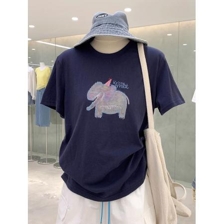 BY10096# 纯棉-夏装慵懒宽松卡通印花短袖T恤韩系 服裝批發女裝批發服飾貨源