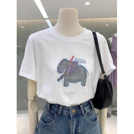 BY10096# 纯棉-夏装慵懒宽松卡通印花短袖T恤韩系 服裝批發女裝批發服飾貨源