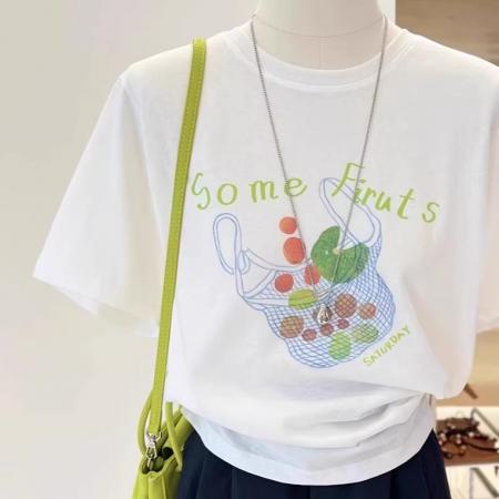 BY10097# 纯棉-夏装慵懒宽松卡通印花短袖T恤韩系 服裝批發女裝批發服飾貨源