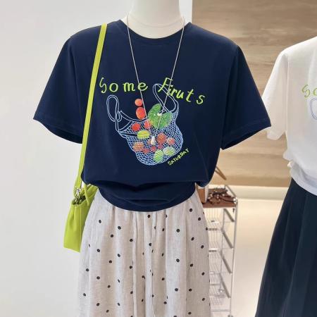 BY10097# 纯棉-夏装慵懒宽松卡通印花短袖T恤韩系 服裝批發女裝批發服飾貨源