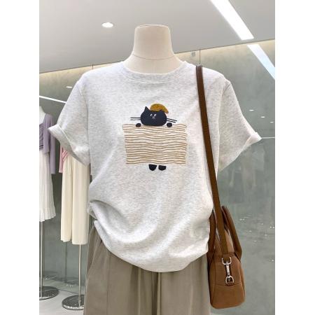 BY10099# 纯棉-夏装大码宽松卡通短袖T恤女印花 服裝批發女裝批發服飾貨源