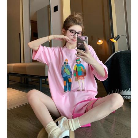 BY10101# 纯棉小众短袖t恤女美式高街印花 服裝批發女裝批發服飾貨源