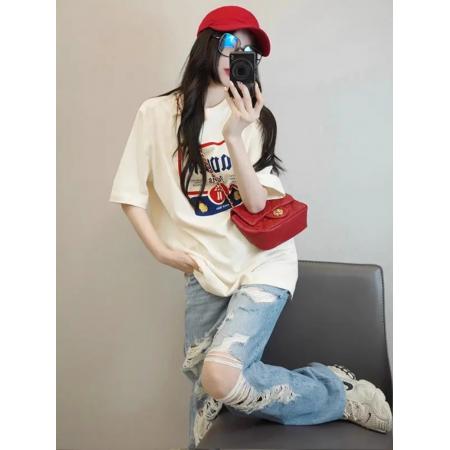 BY10103# 纯棉短袖T恤女宽松欧货洋气 服裝批發女裝批發服飾貨源