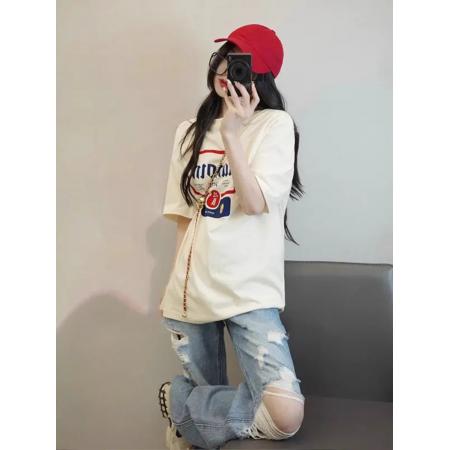 BY10103# 纯棉短袖T恤女宽松欧货洋气 服裝批發女裝批發服飾貨源