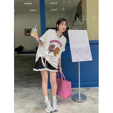 BY10104# 纯棉短袖T恤女宽松印花韩版卡通 服裝批發女裝批發服飾貨源