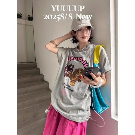 BY10104# 纯棉短袖T恤女宽松印花韩版卡通 服裝批發女裝批發服飾貨源