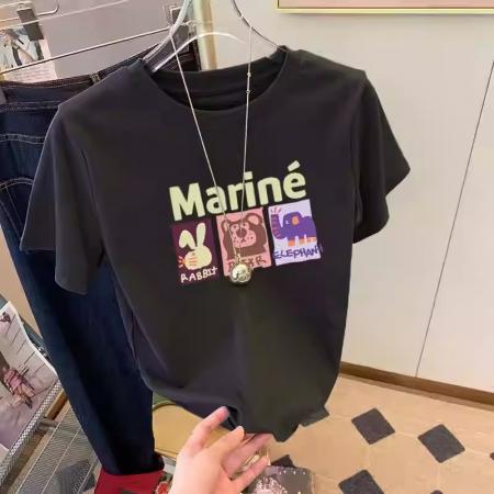 BY10105# 纯棉短袖T恤女宽松大码印花减龄 服裝批發女裝批發服飾貨源