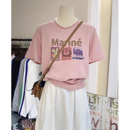 BY10105# 纯棉短袖T恤女宽松大码印花减龄 服裝批發女裝批發服飾貨源