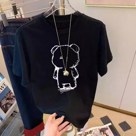 BY10106# 纯棉短袖T恤女宽松印花时尚百搭 服裝批發女裝批發服飾貨源