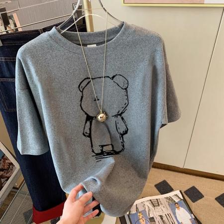 BY10106# 纯棉短袖T恤女宽松印花时尚百搭 服裝批發女裝批發服飾貨源