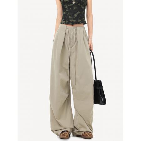 原版包边卡其工装休闲裤女新款秋伞兵山本阔腿裤子 服裝批發女裝批發服飾貨源