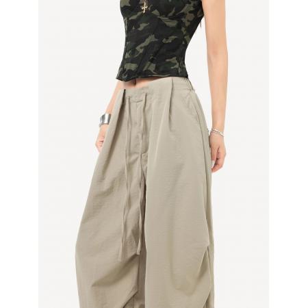 原版包边卡其工装休闲裤女新款秋伞兵山本阔腿裤子 服裝批發女裝批發服飾貨源