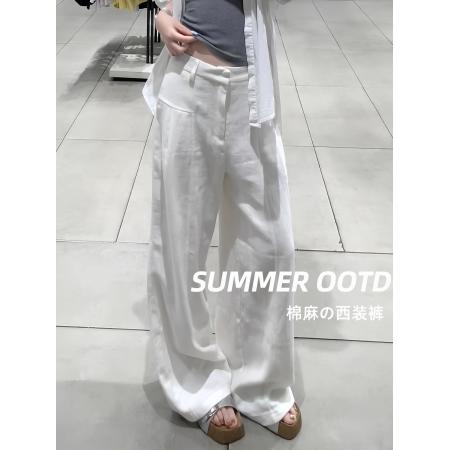 BY10119# 三色有做内衬阔腿裤女新款老钱风西装休闲裤子女 服裝批發女裝批發服飾貨源