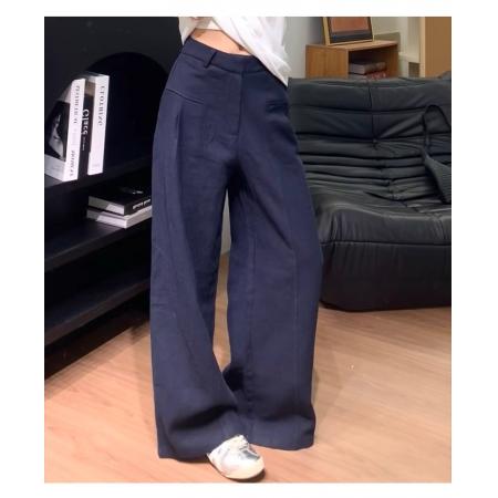 BY10119# 三色有做内衬阔腿裤女新款老钱风西装休闲裤子女 服裝批發女裝批發服飾貨源