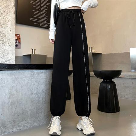 BY10125# -春季新款宽松阔腿束脚休闲裤女卫裤ins潮 服裝批發女裝批發服飾貨源