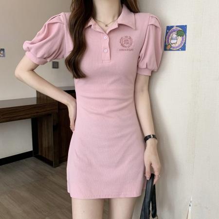 甜辣风Polo领连衣裙女夏季新...