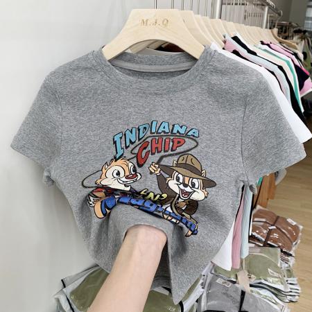 BY10134# 纯棉修身短款T恤女短袖 服裝批發女裝批發服飾貨源