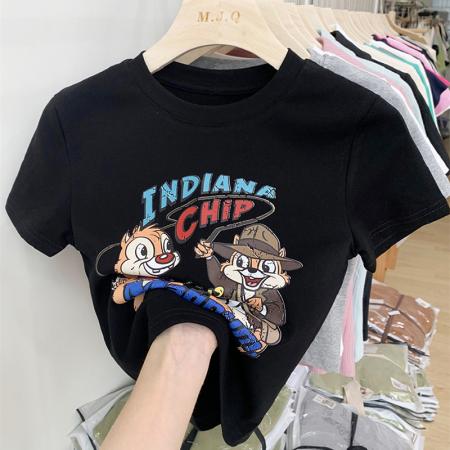 BY10134# 纯棉修身短款T恤女短袖 服裝批發女裝批發服飾貨源