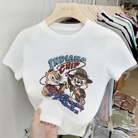 BY10134# 纯棉修身短款T恤女短袖 服裝批發女裝批發服飾貨源