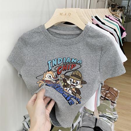 BY10134# 纯棉修身短款T恤女短袖 服裝批發女裝批發服飾貨源