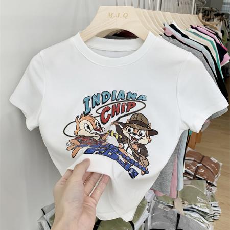 BY10134# 纯棉修身短款T恤女短袖 服裝批發女裝批發服飾貨源