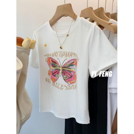 BY10135# 纯棉修身短款T恤女短袖 服裝批發女裝批發服飾貨源
