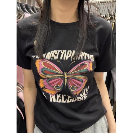 BY10135# 纯棉修身短款T恤女短袖 服裝批發女裝批發服飾貨源