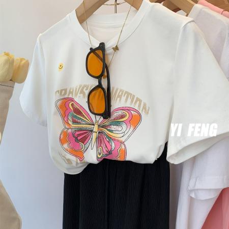 BY10135# 纯棉修身短款T恤女短袖 服裝批發女裝批發服飾貨源