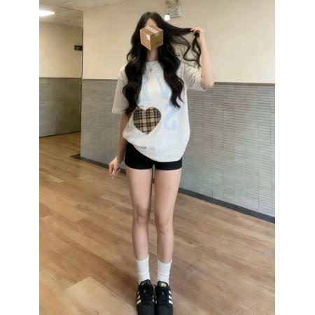 BY10138# 式复古大字母设计短袖T恤女夏季新款纯棉短袖上衣 服裝批發女裝批發服飾貨源