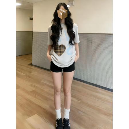 BY10138# 式复古大字母设计短袖T恤女夏季新款纯棉短袖上衣 服裝批發女裝批發服飾貨源