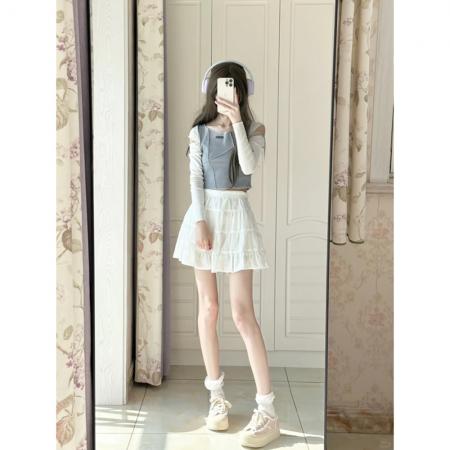 BY10139# 紧身露肩短款T恤女春秋新款修身辣妹 服裝批發女裝批發服飾貨源