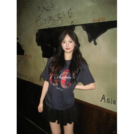 BY10142# 美式甜酷印花短袖女夏季新款ins潮流印花慵懒宽松上衣潮 服裝批發女裝批發服飾貨源