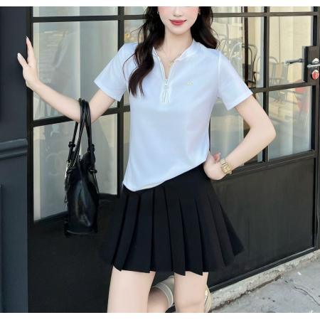 BY10148# 设计感小众半拉链短袖t恤夏新款修身显瘦短款上衣 服裝批發女裝批發服飾貨源