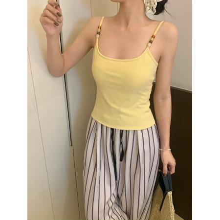 BY10149# 夏季无袖串珠吊带后背拧结式文胸固定杯可内搭外穿上衣 服裝批發女裝批發服飾貨源
