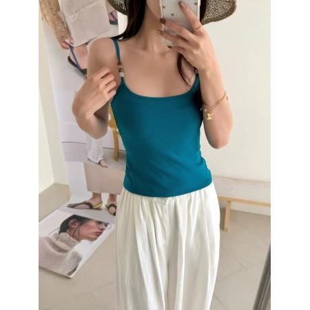 BY10149# 夏季无袖串珠吊带后背拧结式文胸固定杯可内搭外穿上衣 服裝批發女裝批發服飾貨源