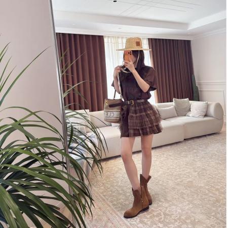 BY10152# 格纹拼接俩件套时尚网纱连衣裙 服裝批發女裝批發服飾貨源