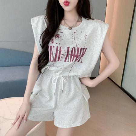 BY10157# 夏季一整套穿搭短裤两件套女小个子大码胖mm显瘦遮肉套装新款 服裝批發女裝批發服飾貨源