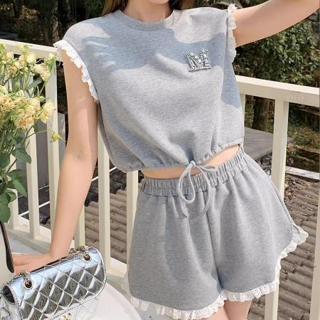 BY10160# 夏季短袖短裤两件套舒适休闲运动套装女夏天搭配一整套套装潮外穿 服裝批發女裝批發服飾貨源