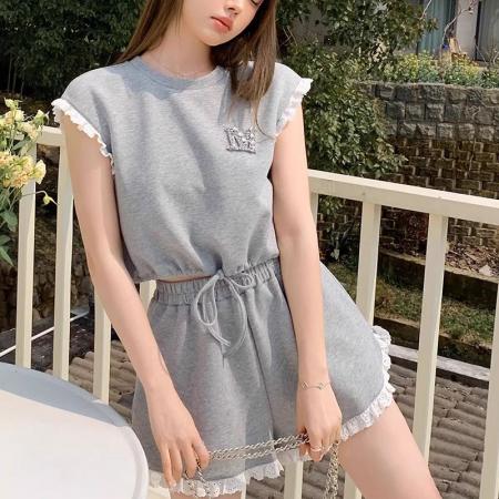 BY10160# 夏季短袖短裤两件套舒适休闲运动套装女夏天搭配一整套套装潮外穿 服裝批發女裝批發服飾貨源