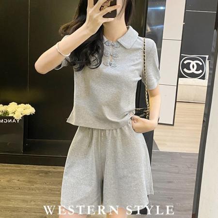 BY10163# 网红休闲运动套装女夏季时尚减龄活泼俏皮小个子短袖短裤两件套潮 服裝批發女裝批發服飾貨源
