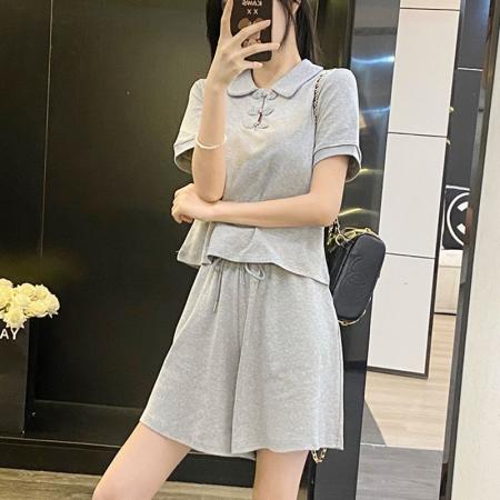 BY10163# 网红休闲运动套装女夏季时尚减龄活泼俏皮小个子短袖短裤两件套潮 服裝批發女裝批發服飾貨源